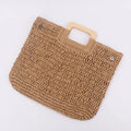 Grand sac à main femme d'été à anses carrées, 42 x 35 cm, beige