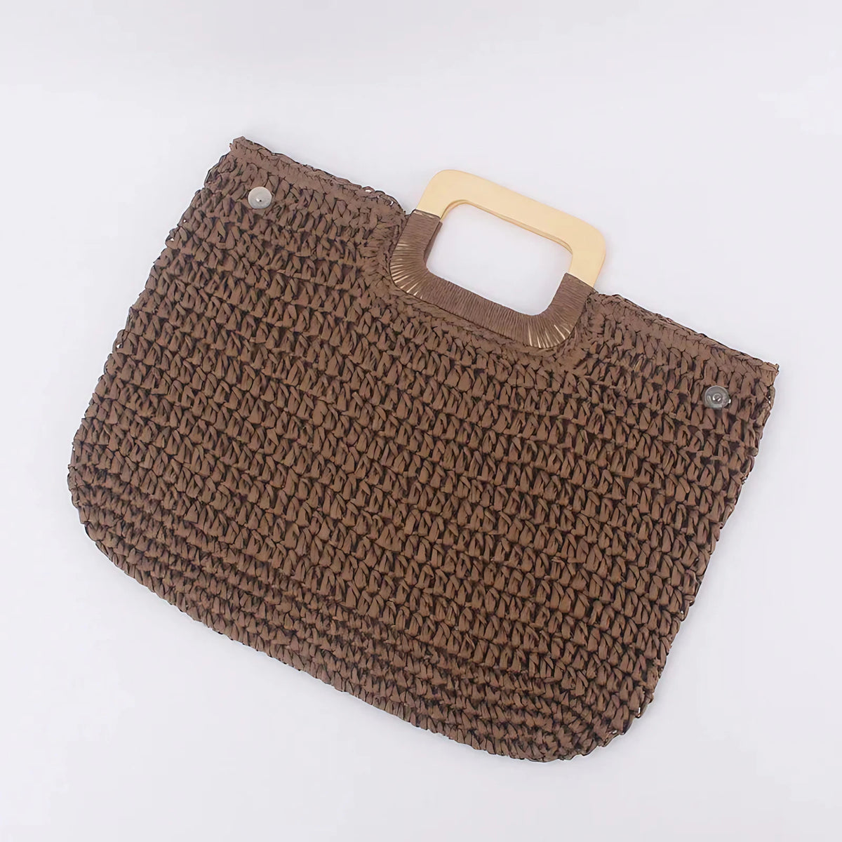 Grand sac à main femme d'été à anses carrées, 42 x 35 cm, marron