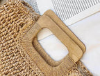 Grand sac à main femme d'été à anses carrées, 42 x 35 cm