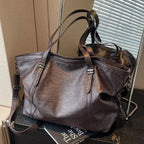 Grand sac cabas femme en similicuir pour les cours et le bureau, café