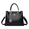 Grand sac à main femme noir grainé, anse et bandoulière, noir