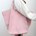 Grand sac à main femme en similicuir, coins rabattables, rose