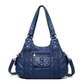 Sac à main femme en similicuir vieilli, bleu canard, bleu canard