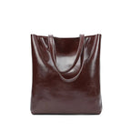 Sac à main en cuir fendu pour femme, grandes anses, sept coloris, marron foncé