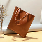 Sac à main en cuir fendu pour femme, grandes anses, sept coloris