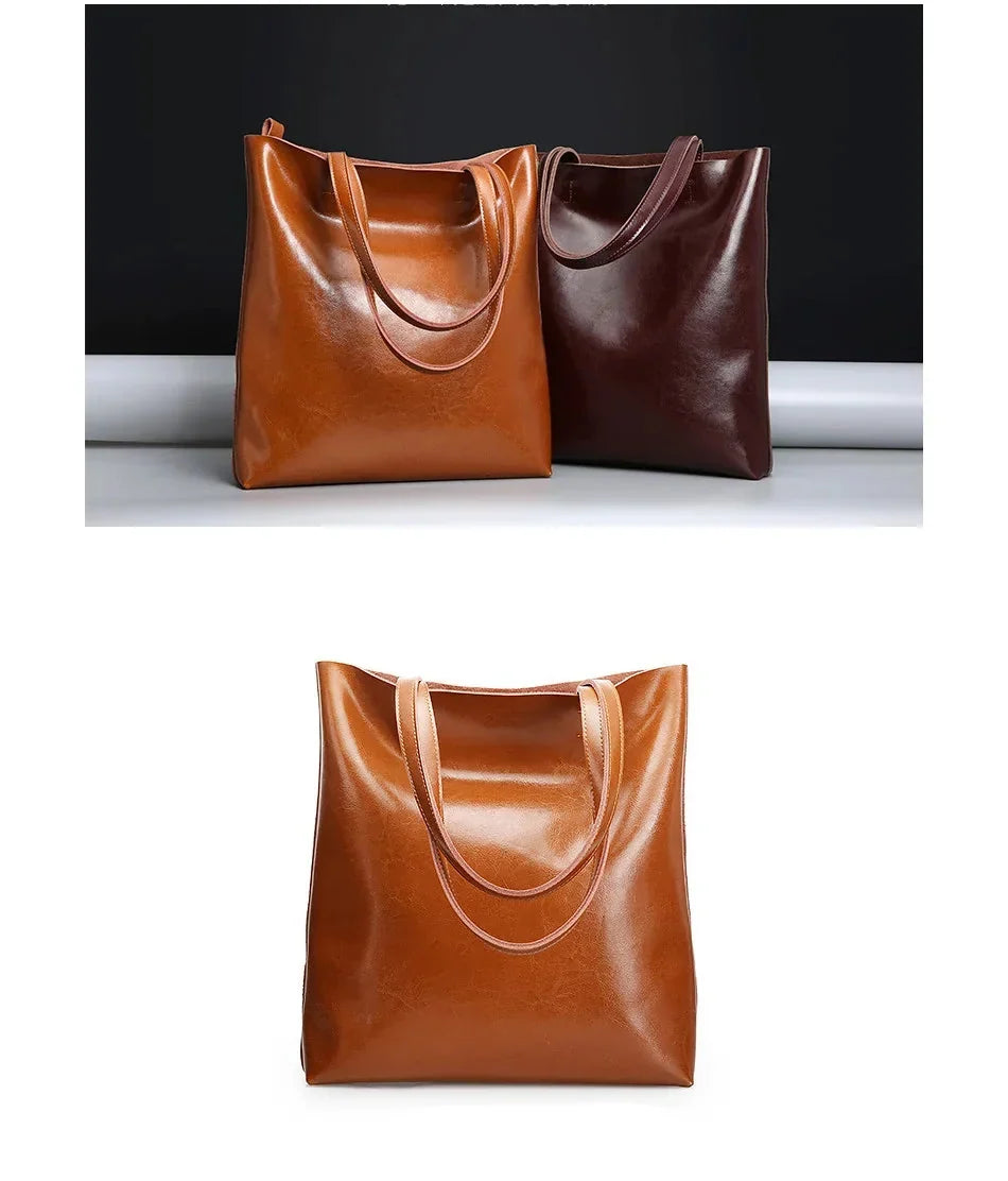 Sac à main en cuir fendu pour femme, grandes anses, sept coloris