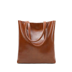 Sac à main en cuir fendu pour femme, grandes anses, sept coloris, camel
