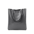 Sac à main en cuir fendu pour femme, grandes anses, sept coloris, gris foncé