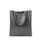 Sac à main en cuir fendu pour femme, grandes anses, sept coloris, gris foncé