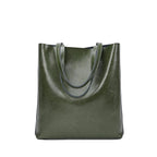 Sac à main en cuir fendu pour femme, grandes anses, sept coloris, vert