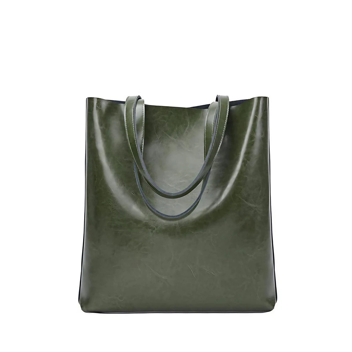 Sac à main en cuir fendu pour femme, grandes anses, sept coloris, vert