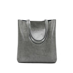 Sac à main en cuir fendu pour femme, grandes anses, sept coloris, gris clair