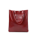 Sac à main en cuir fendu pour femme, grandes anses, sept coloris, bordeaux