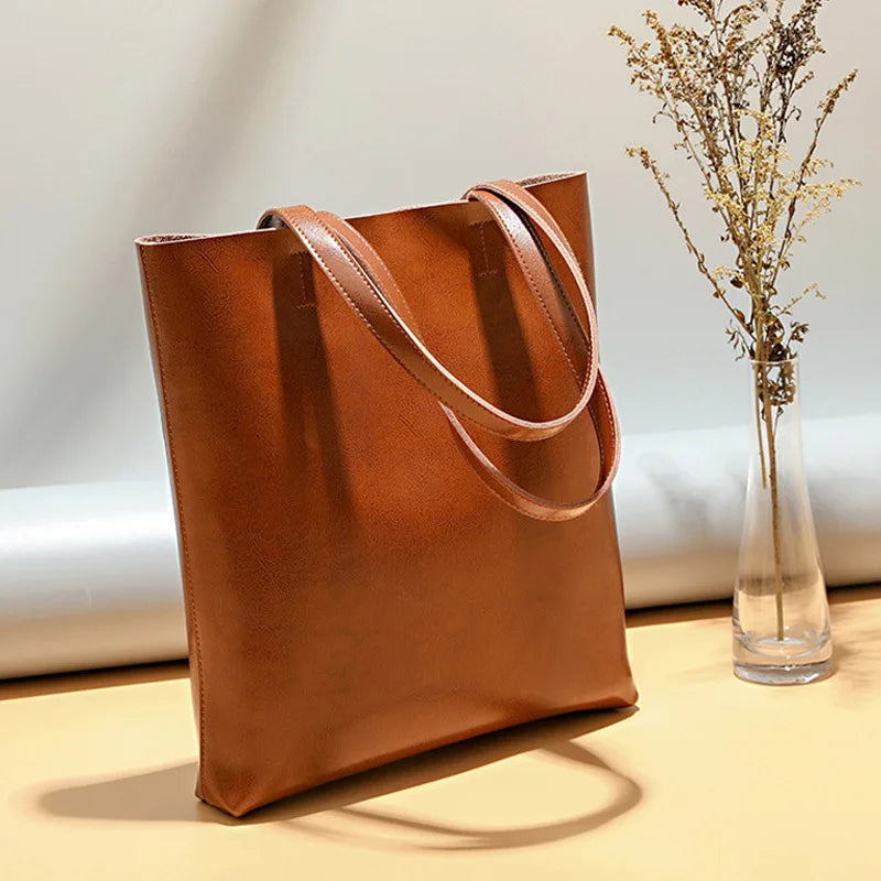 Sac à main en cuir fendu pour femme, grandes anses, sept coloris