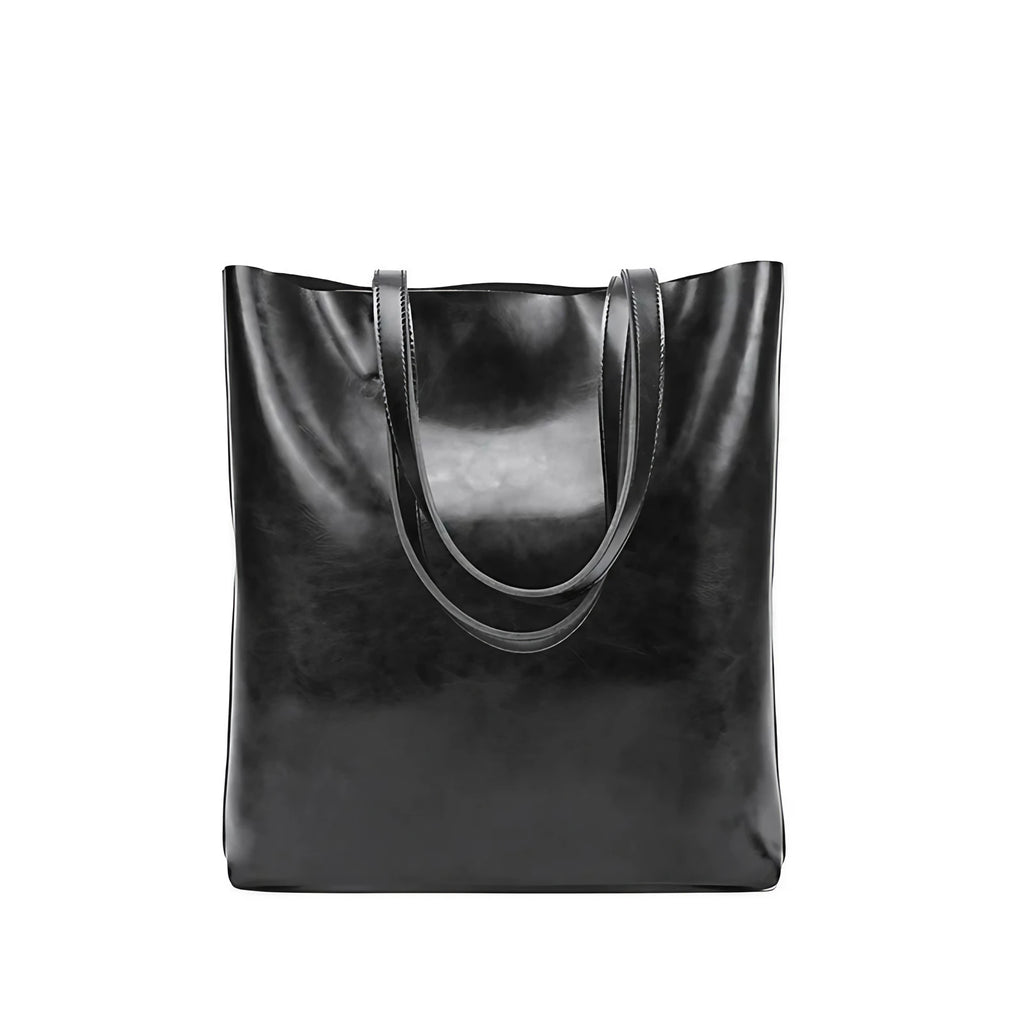 Sac à main en cuir fendu pour femme, grandes anses, sept coloris, noir