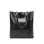 Sac à main en cuir fendu pour femme, grandes anses, sept coloris, noir