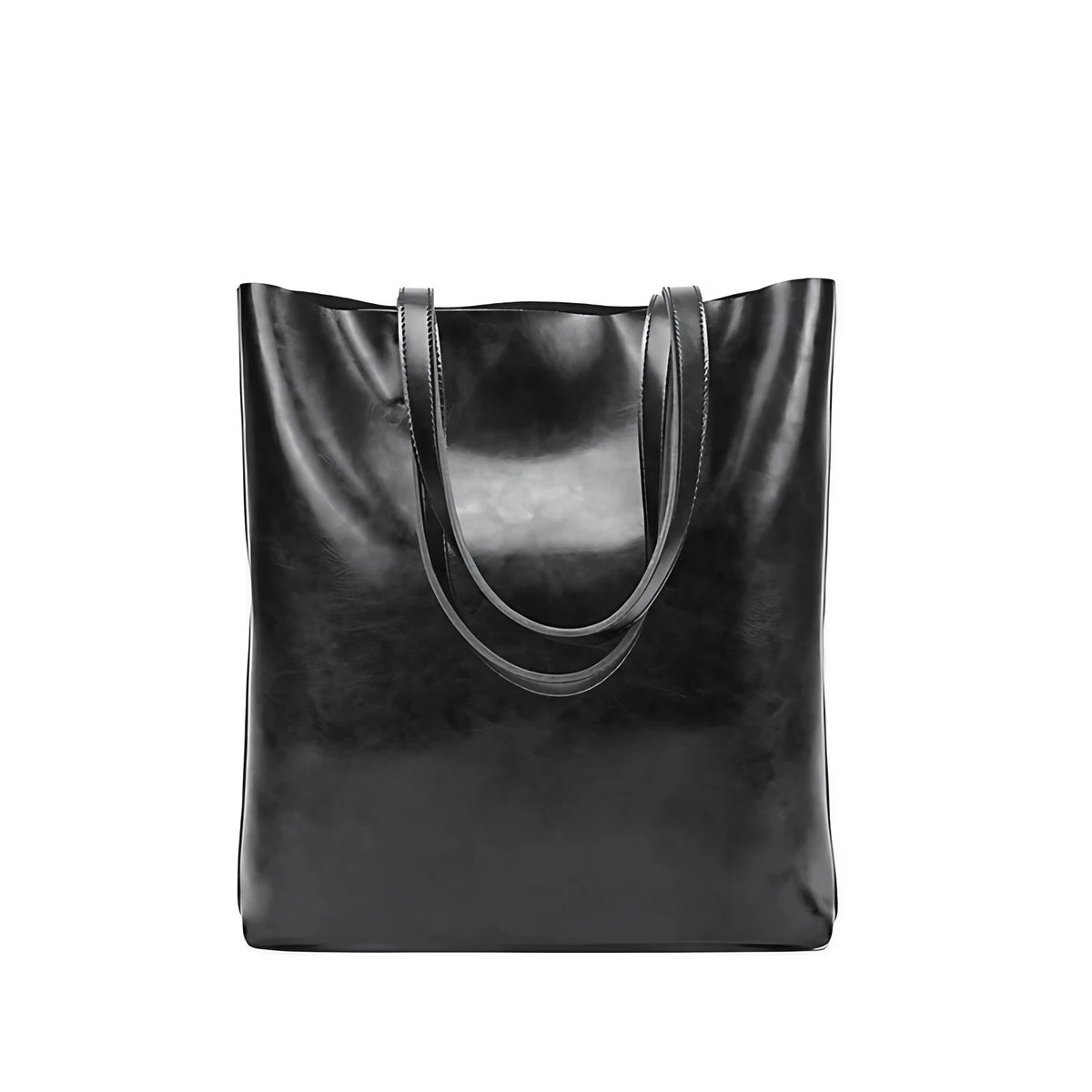 Sac à main en cuir fendu pour femme, grandes anses, sept coloris, noir