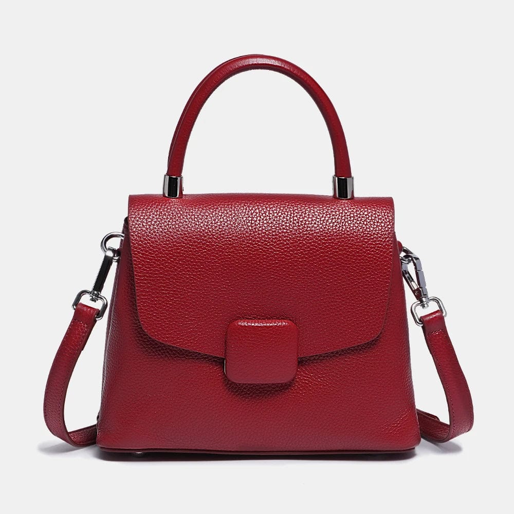 Sac à main femme en cuir, 26 x 20 x 10 cm, six coloris, rouge