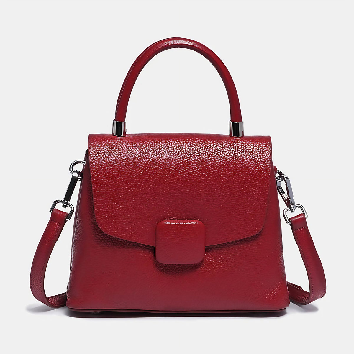 Sac à main femme en cuir, 26 x 20 x 10 cm, six coloris, rouge