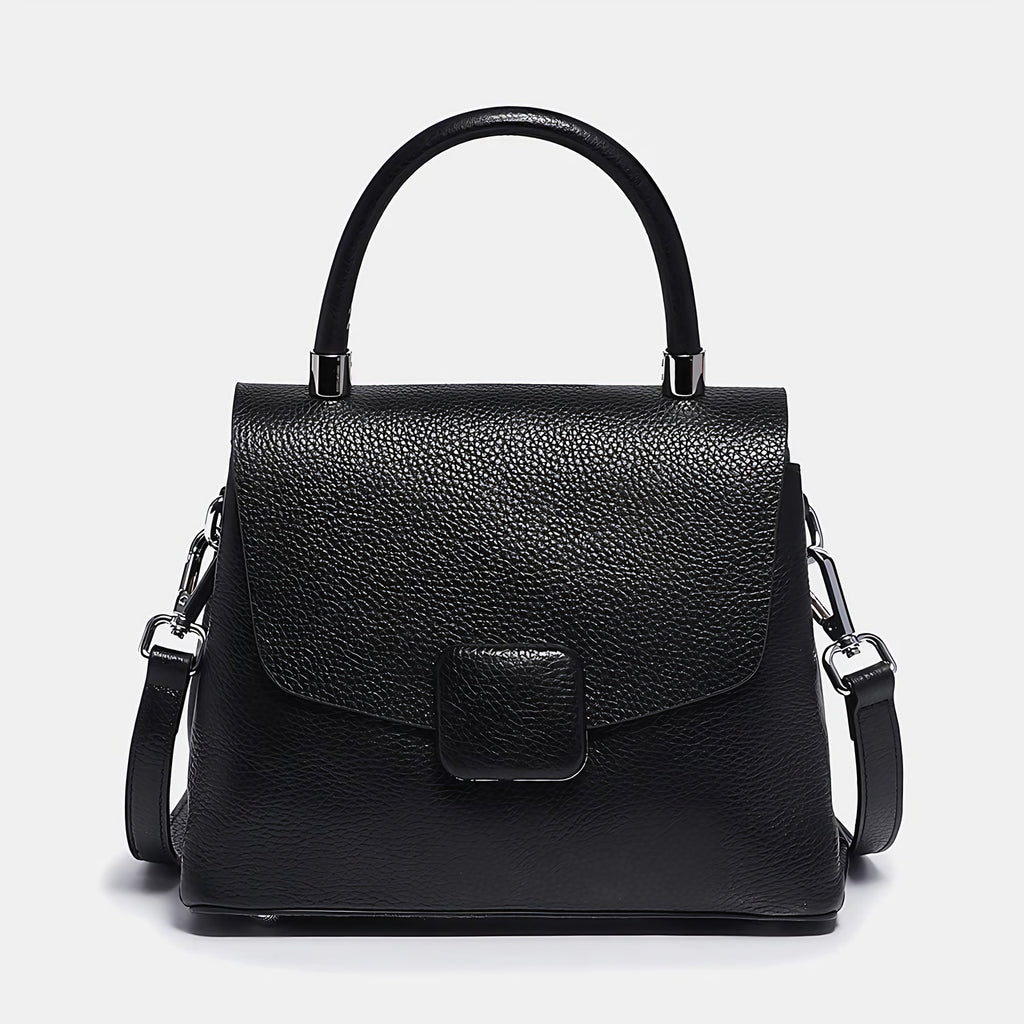 Sac à main femme en cuir, 26 x 20 x 10 cm, six coloris, noir