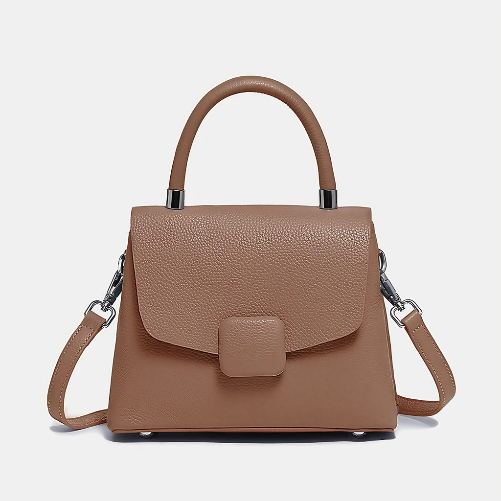 Sac à main femme en cuir, 26 x 20 x 10 cm, six coloris, marron