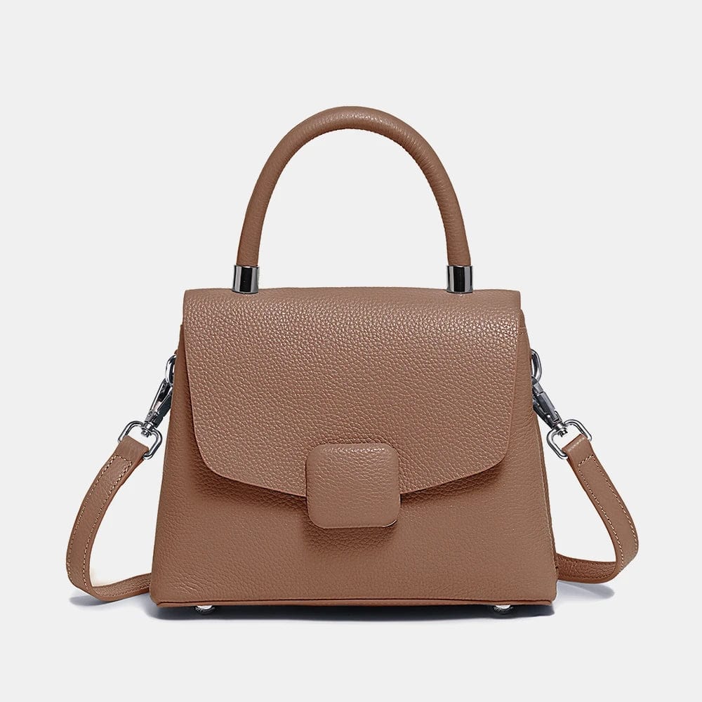 Sac à main femme en cuir, 26 x 20 x 10 cm, six coloris, marron
