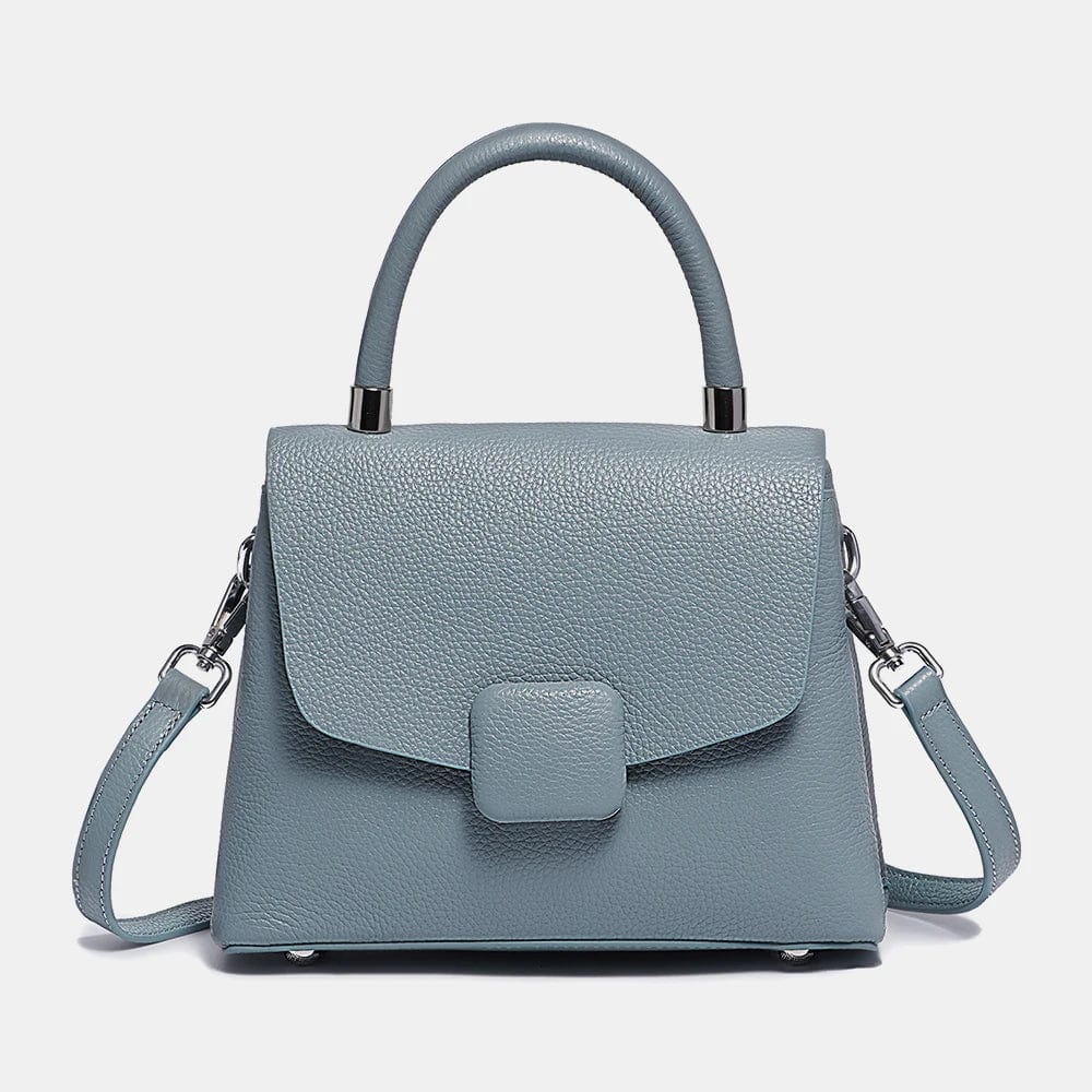 Sac à main femme en cuir, 26 x 20 x 10 cm, six coloris, bleu