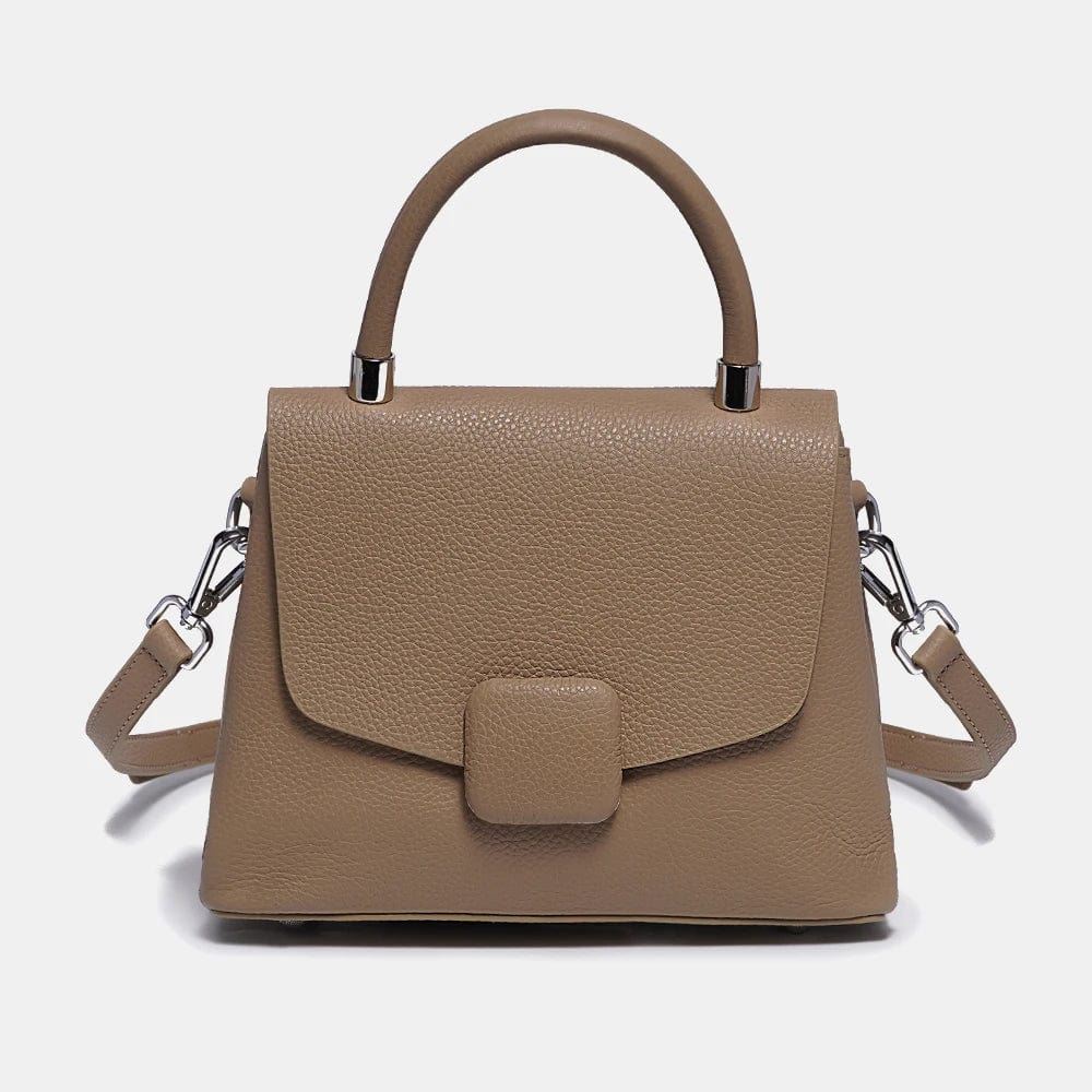 Sac à main femme en cuir, 26 x 20 x 10 cm, six coloris, kaki
