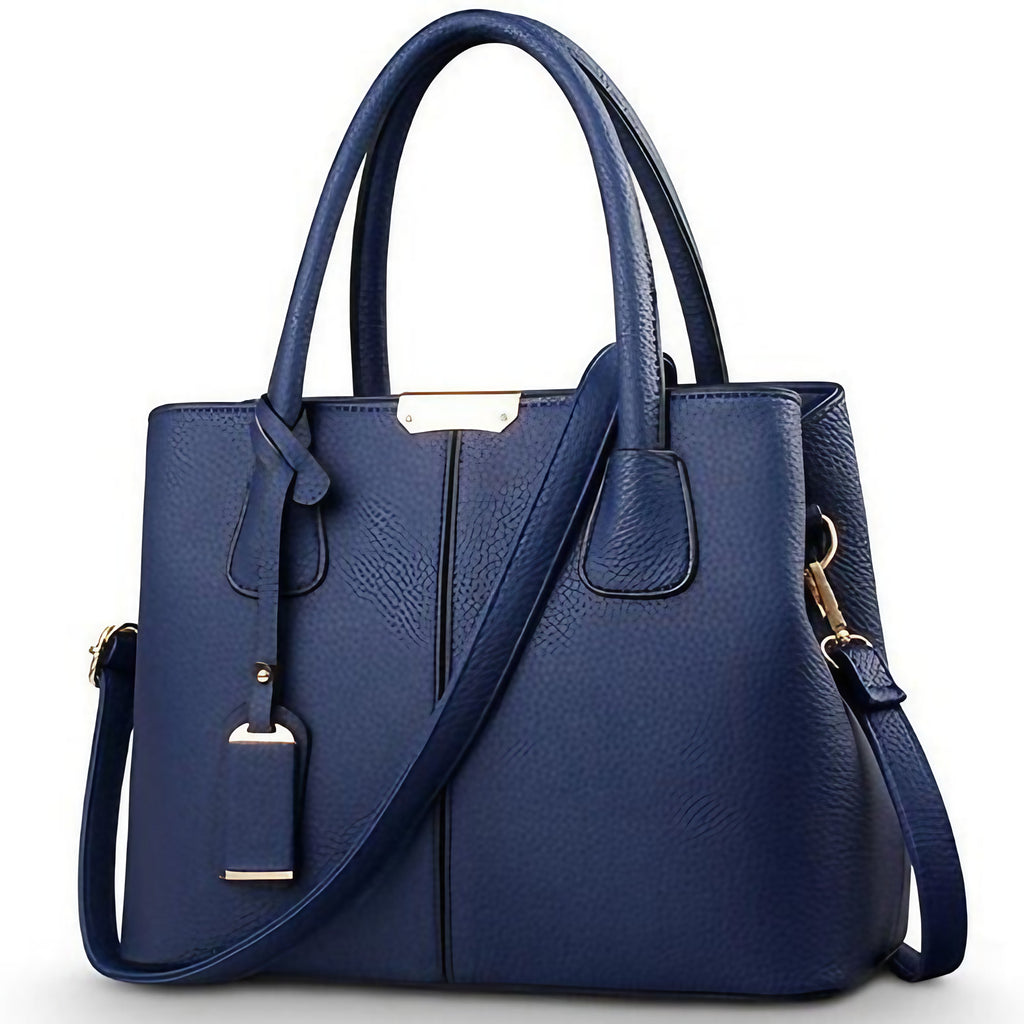 Sac à main femme bleu marine en similicuir grainé, bandoulière