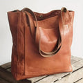Grand sac à main femme à poignées et bandoulière amovible, marron