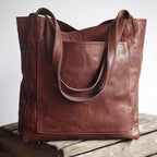 Grand sac à main femme à poignées et bandoulière amovible, café