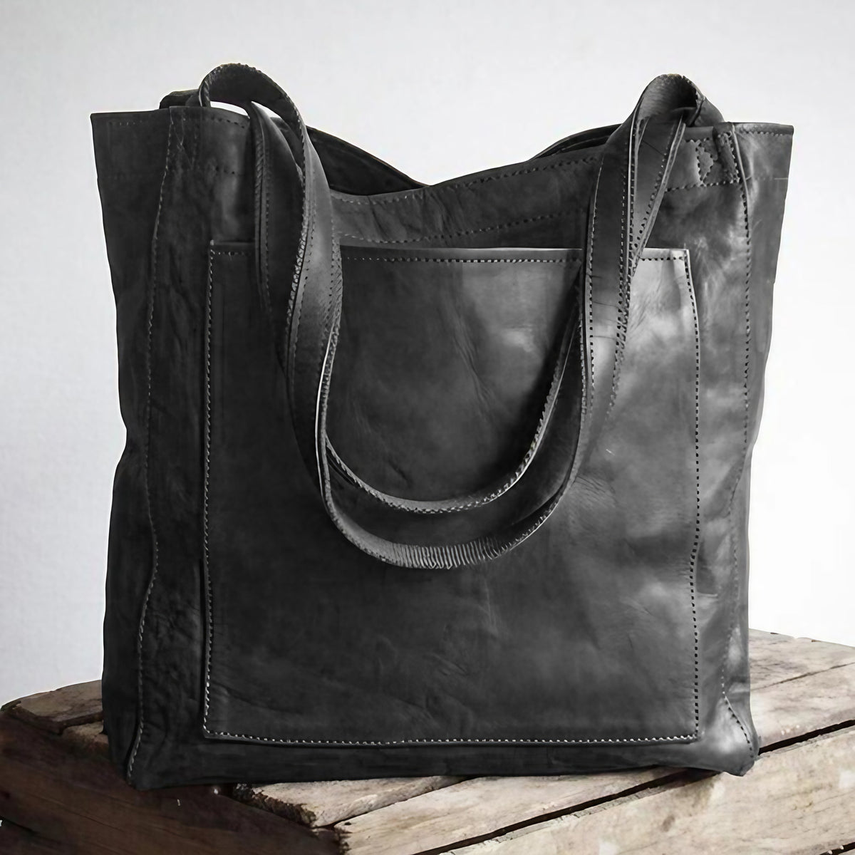 Grand sac à main femme à poignées et bandoulière amovible, noir