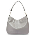 Sac à main en cuir souple femme, bandoulière amovible, gris