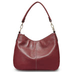 Sac à main en cuir souple femme, bandoulière amovible, lie-de-vin