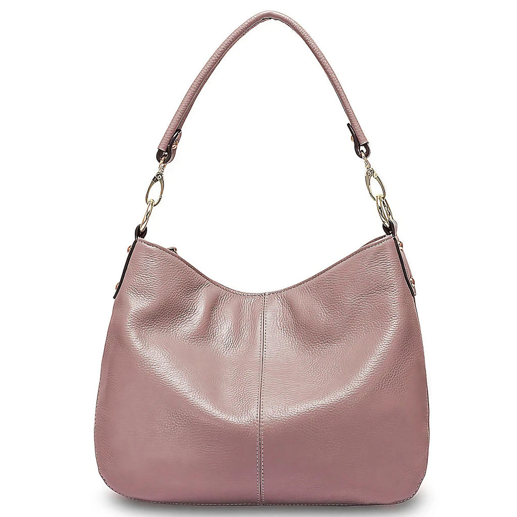 Sac à main en cuir souple femme, bandoulière amovible, rose