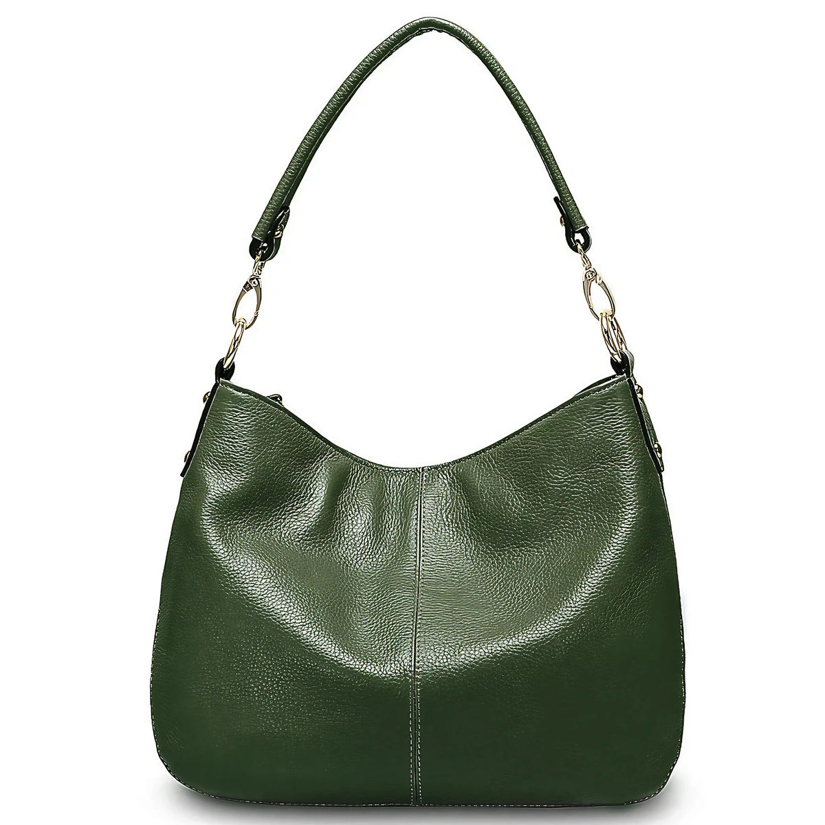 Sac à main en cuir souple femme, bandoulière amovible, vert