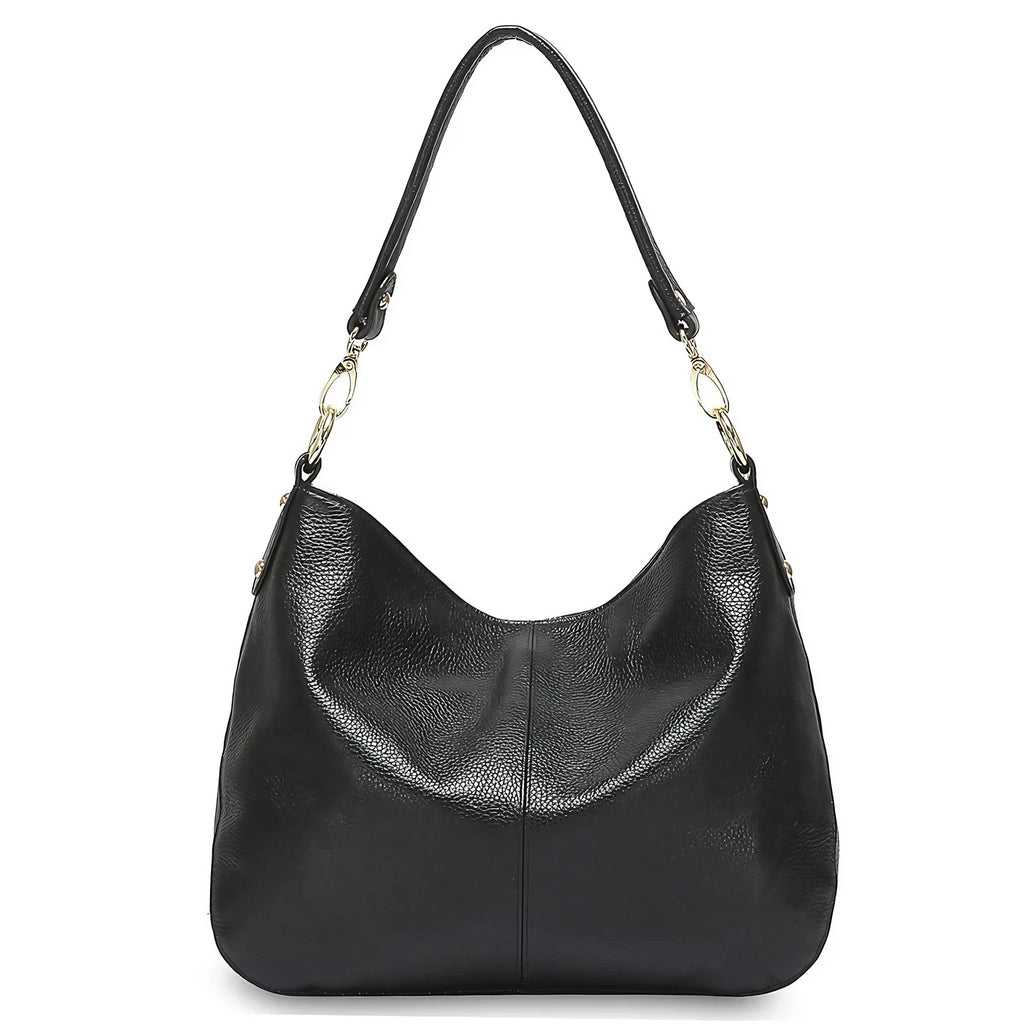 Sac à main en cuir souple femme, bandoulière amovible, noir