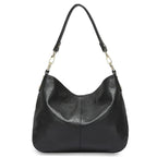 Sac à main en cuir souple femme, bandoulière amovible, noir