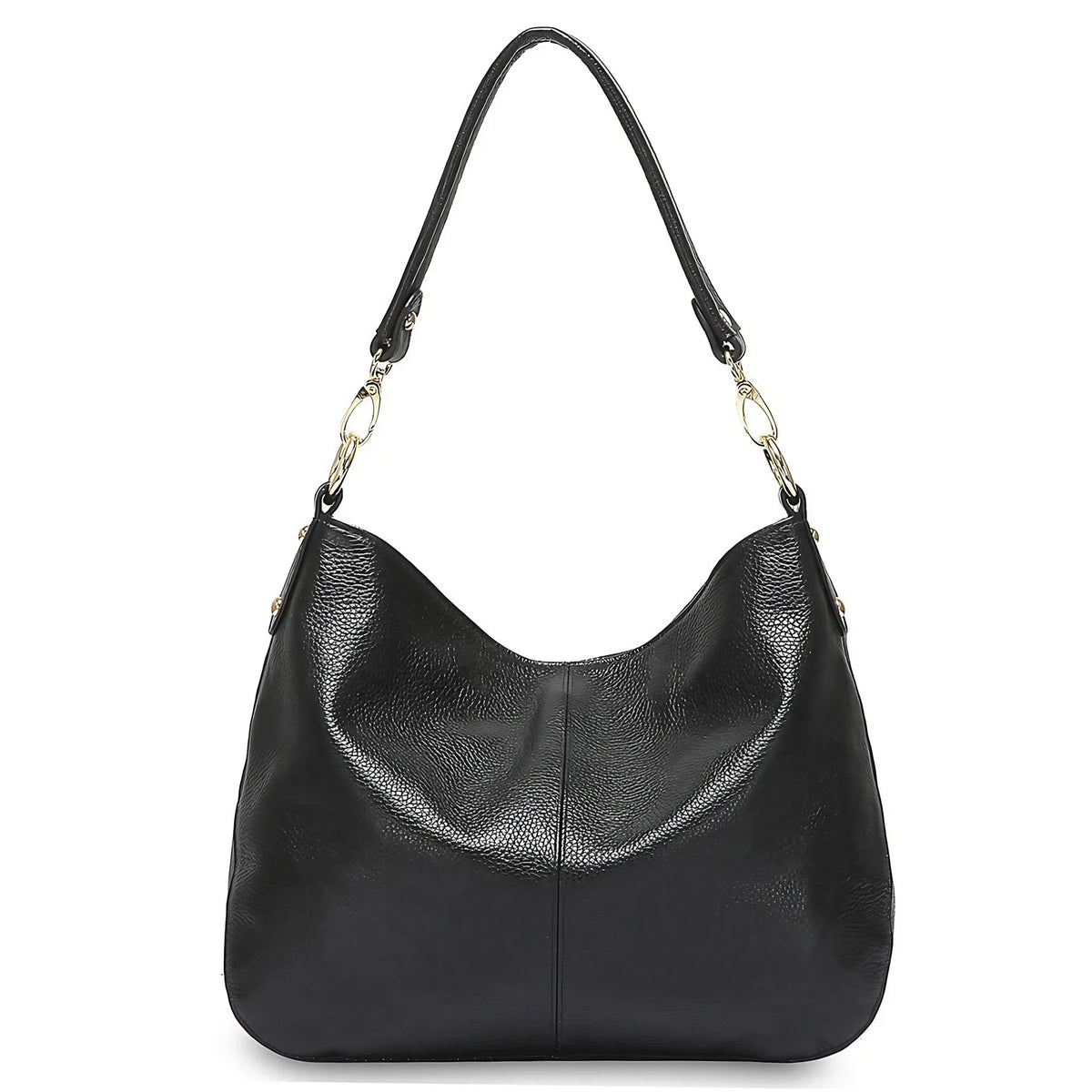 Sac à main en cuir souple femme, bandoulière amovible, noir