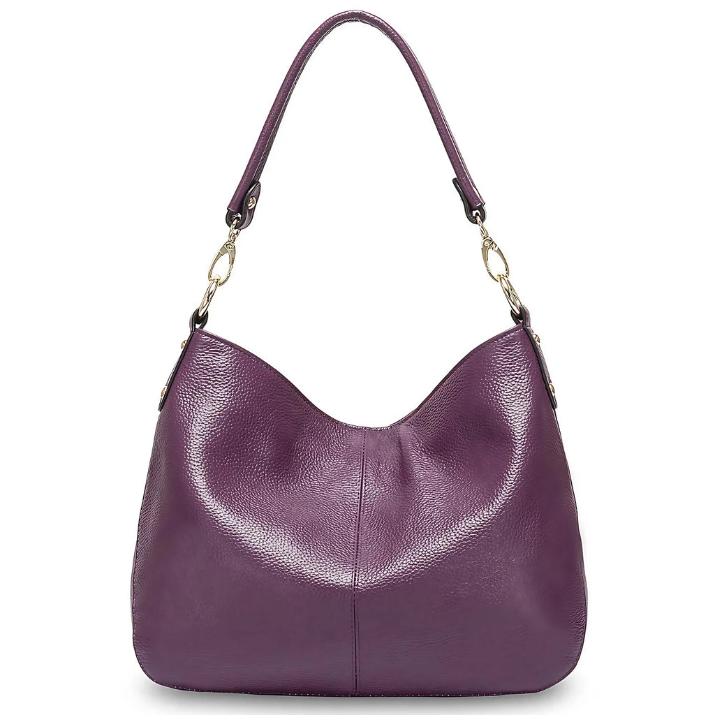 Sac à main en cuir souple femme, bandoulière amovible, violet