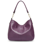 Sac à main en cuir souple femme, bandoulière amovible, violet
