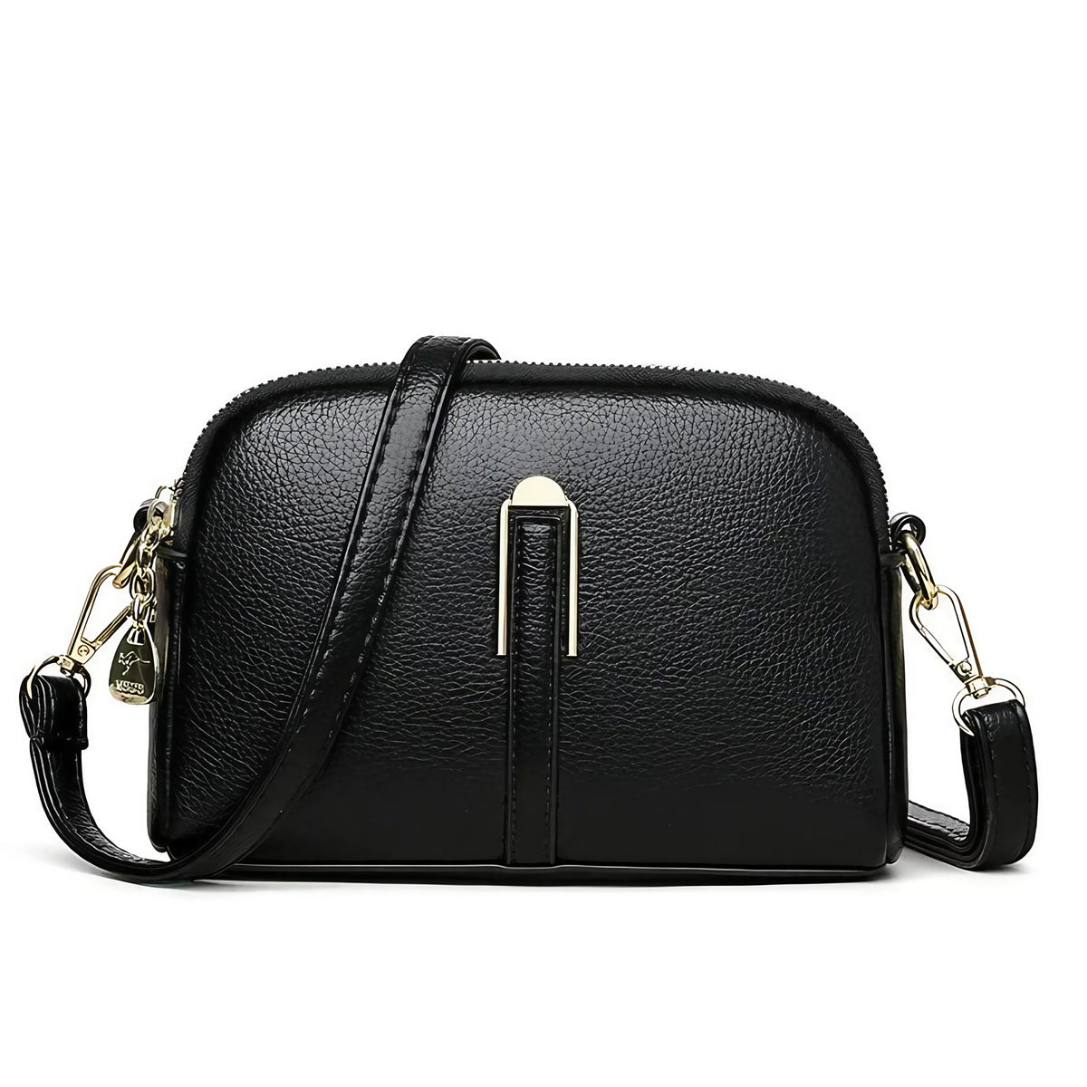 Sac à main femme en similicuir, bandoulière réglable, noir
