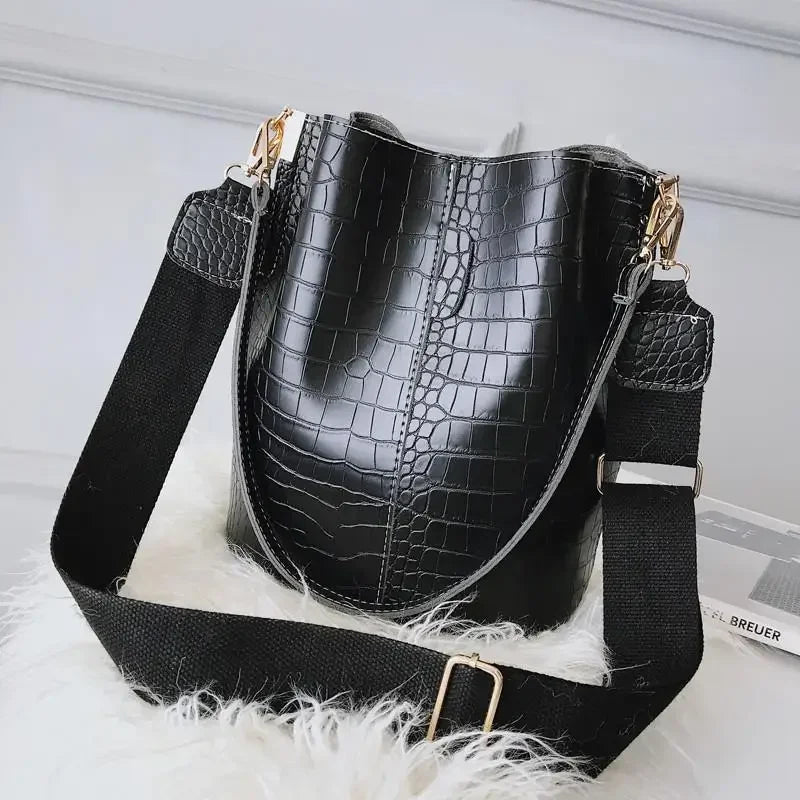 Sac seau femme en similicuir, deux sangles interchangeables