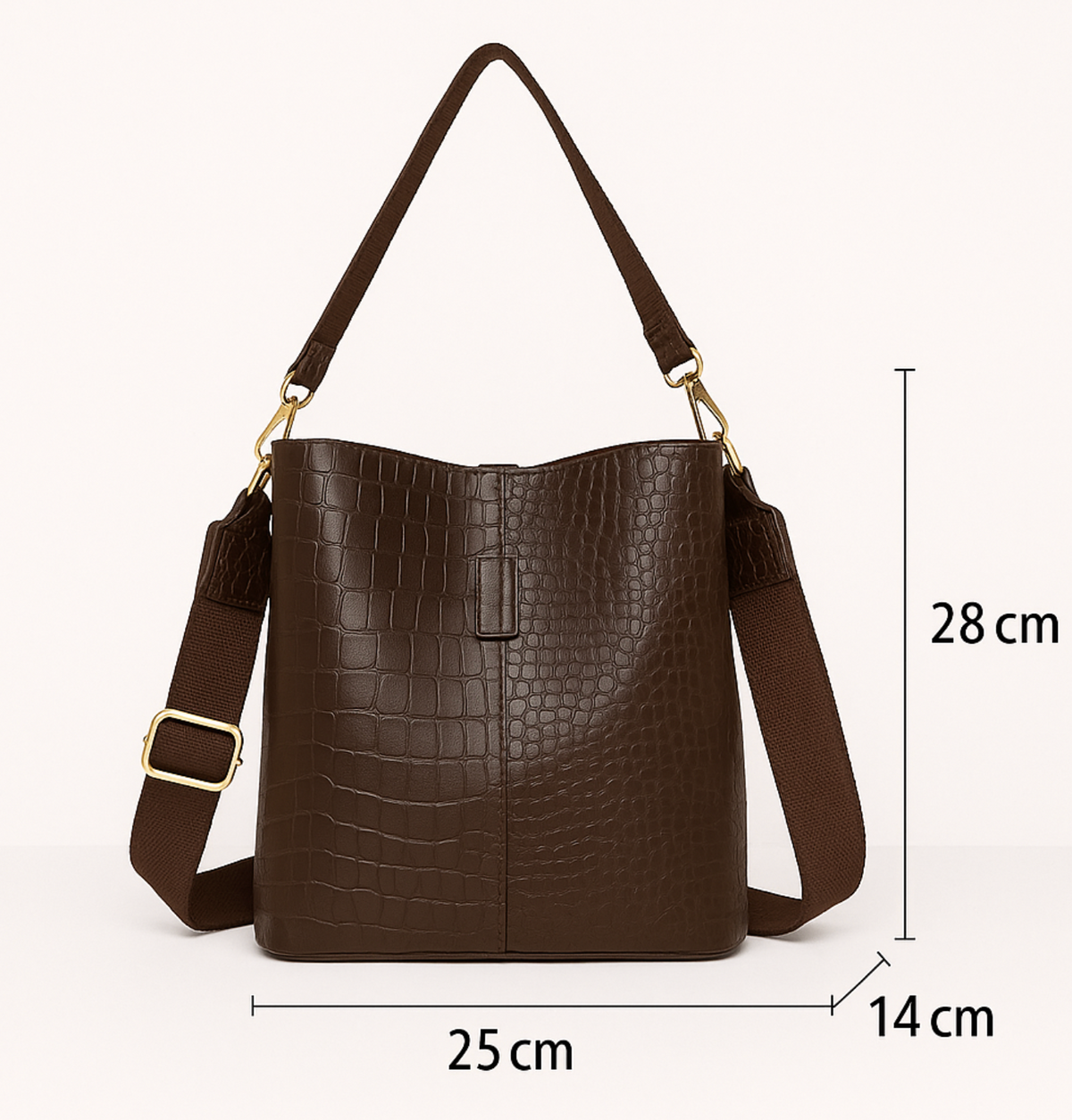 Sac seau femme en similicuir, deux sangles interchangeables