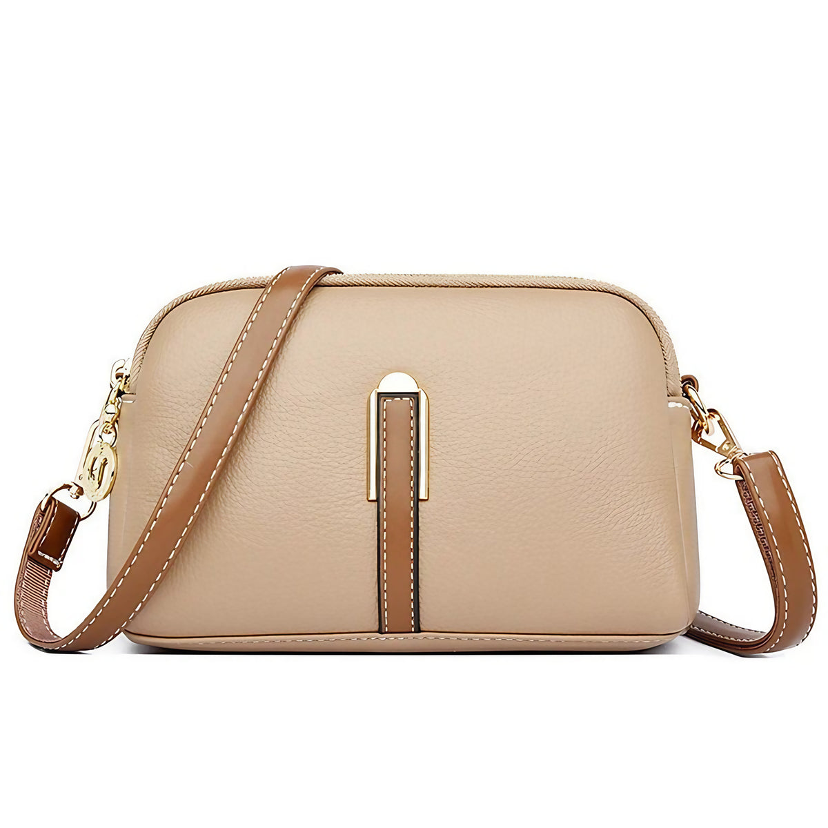 Sac à main femme en similicuir végan, bandoulière ajustable, kaki