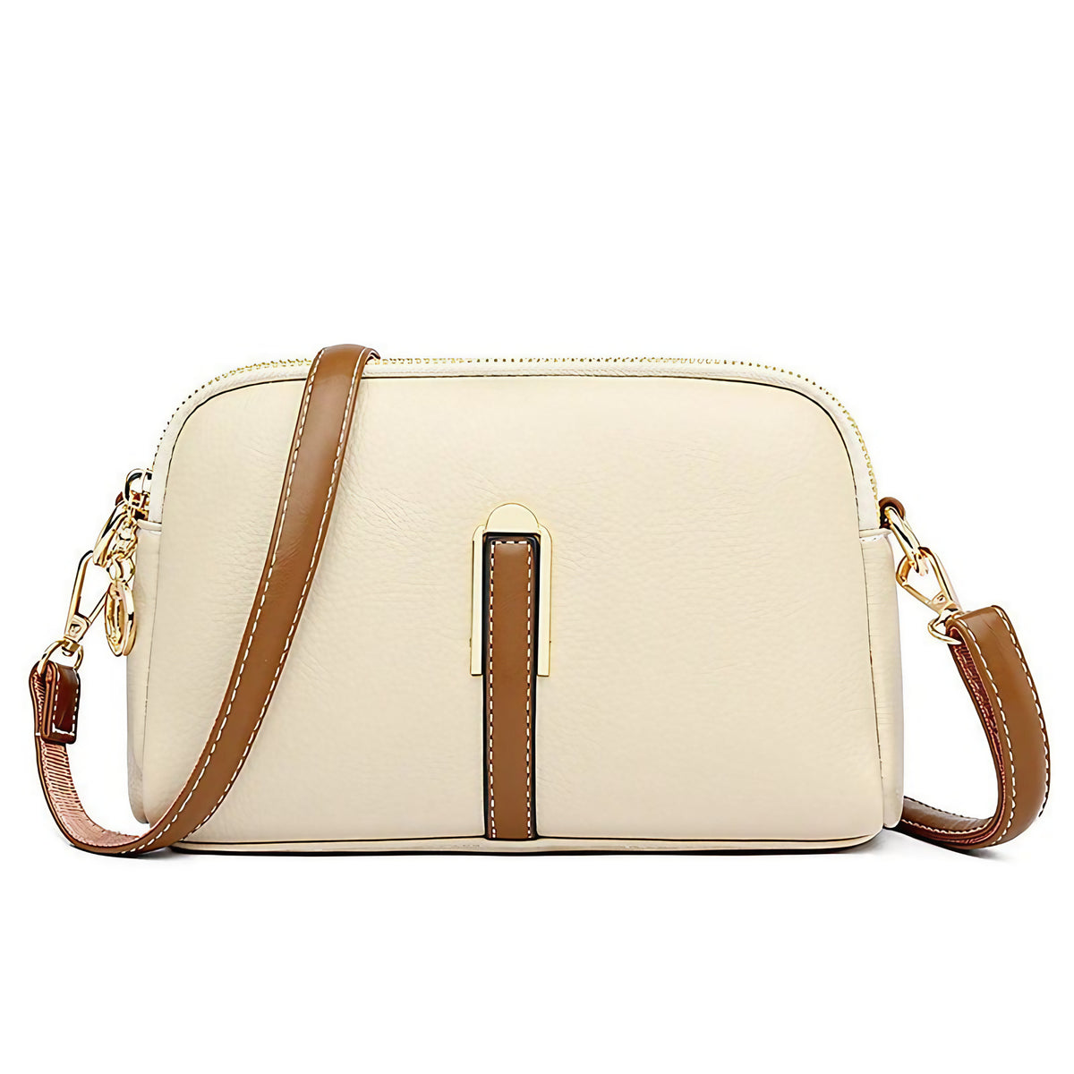Sac à main femme en similicuir végan, bandoulière ajustable, abricot