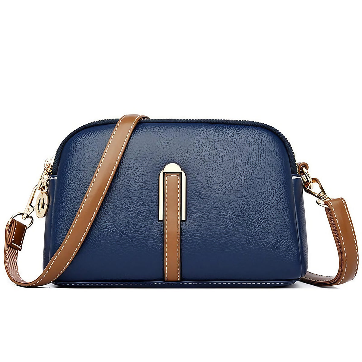 Sac à main femme en similicuir végan, bandoulière ajustable, bleu