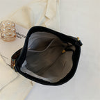 Sac seau allongé femme en similicuir, bandoulière en tissu à motifs