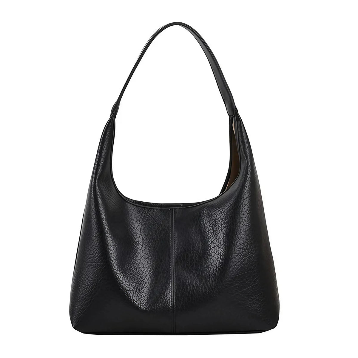 Sac à main femme en similicuir aspect vieilli, 34 x 35 x 10 cm, noir