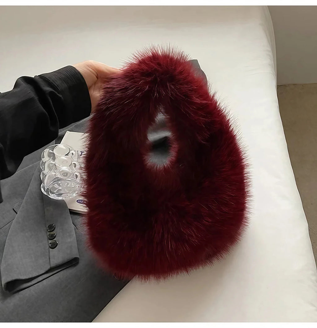 Petit sac à main femme à l'aspect douillet, quatre coloris, bordeaux
